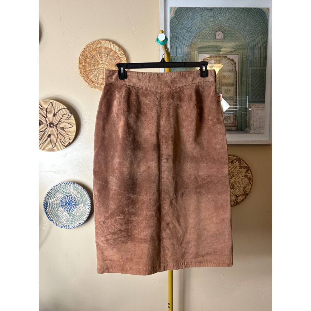 Evan Davies II Vintage Brown Suede Midi Skirt 18W High Waist Pencil NWT